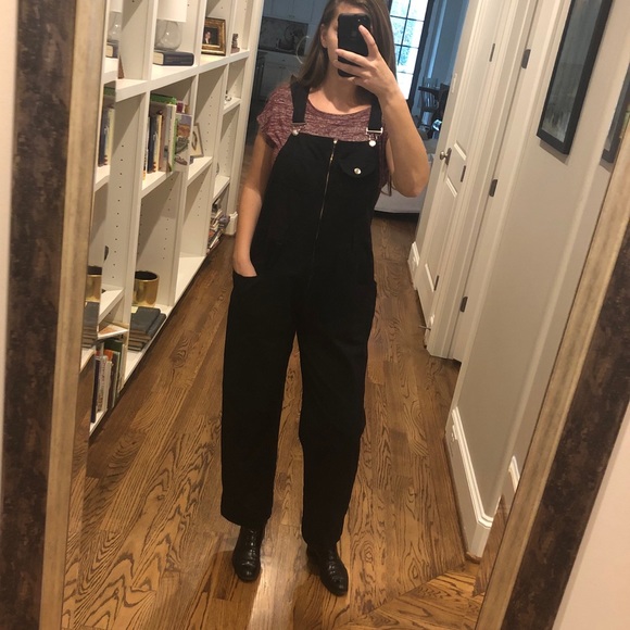 Vintage Denim - Vintage Black Denim Overall Wide Leg Size L